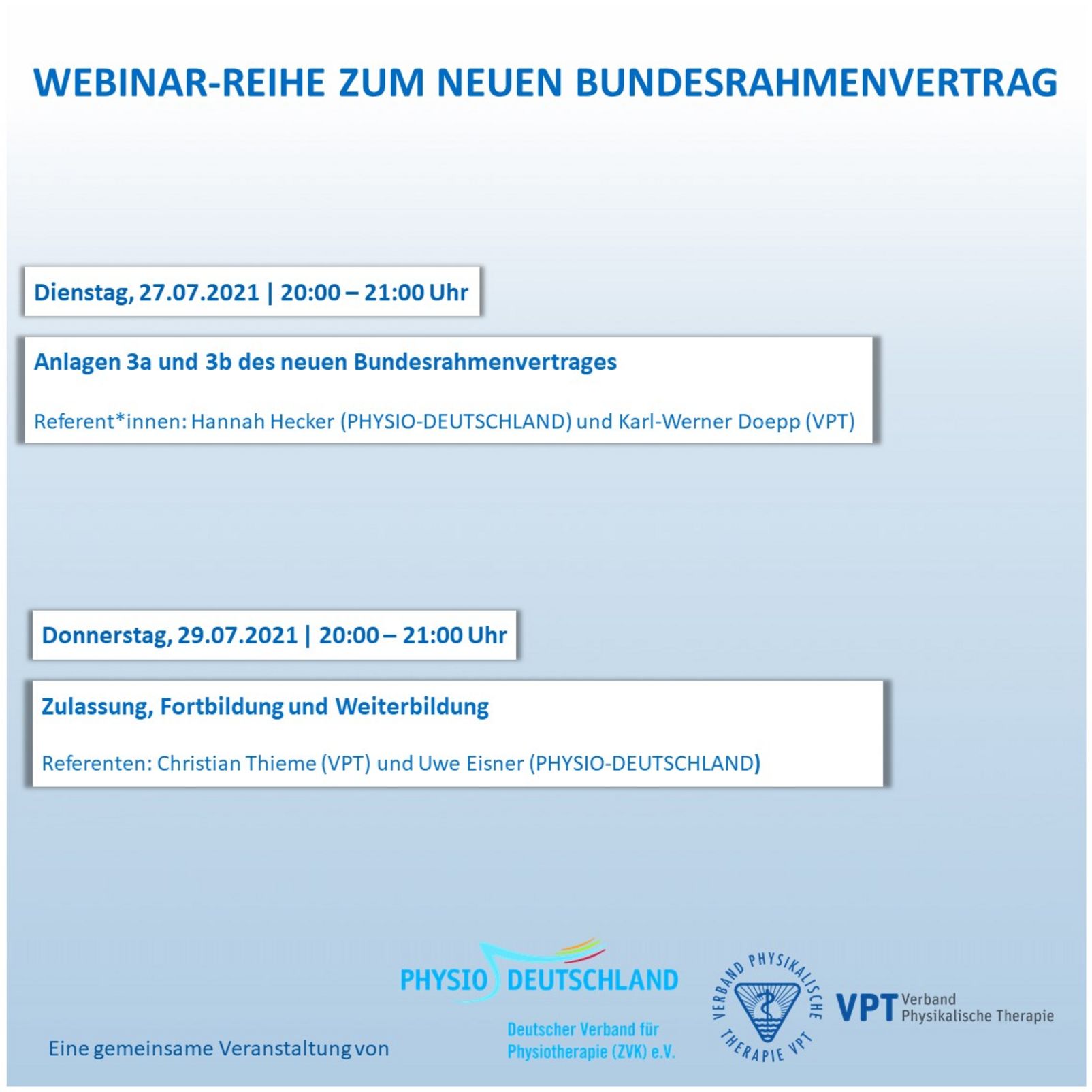 Ankündigung Webinare 2 und 3