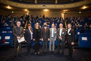 Bundesgesundheitsminister Prof. Dr. Karl Lauterbach (Mitte) beim 4. TherapieGipfel des Spitzenverbands der Heilmittelverbände (SHV) mit Andreas Brandhorst, Referatsleiter im Bundesministerium für Gesundheit, und den SHV-Vorstandsmitglieder Katrin Schubert (dbs), Ute Repschläger (IFK), Andreas Pfeiffer (DVE), Hans Ortmann (VPT) und Uwe Eisner (PHYSIO-Deutschland) (v. l.).